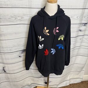 Adidas Women's Black Hoodie with Multicolor Logo